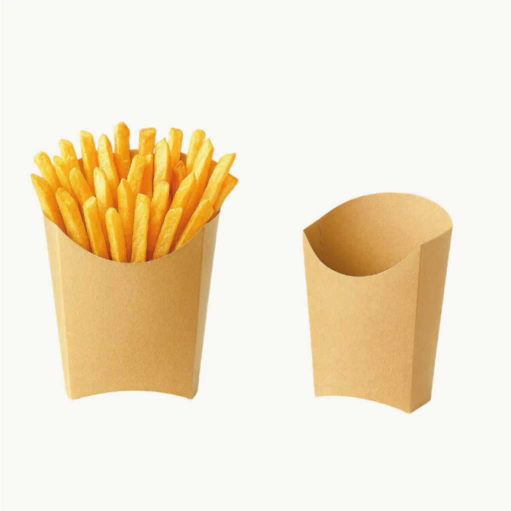 Sobre cono para papas fritas, aros de cebolla y rabas — Kraft marrón de Cartón kraft marrón personalizable con tu logo — Gaia Packaging Argentina