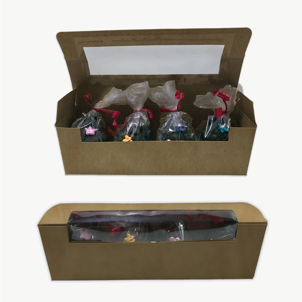 Caja para huevos de Pascua Nº6 y 7 — Kraft marrón de Cartulina kraft marrón con visor de PVC personalizable con tu logo — Gaia Packaging Argentina