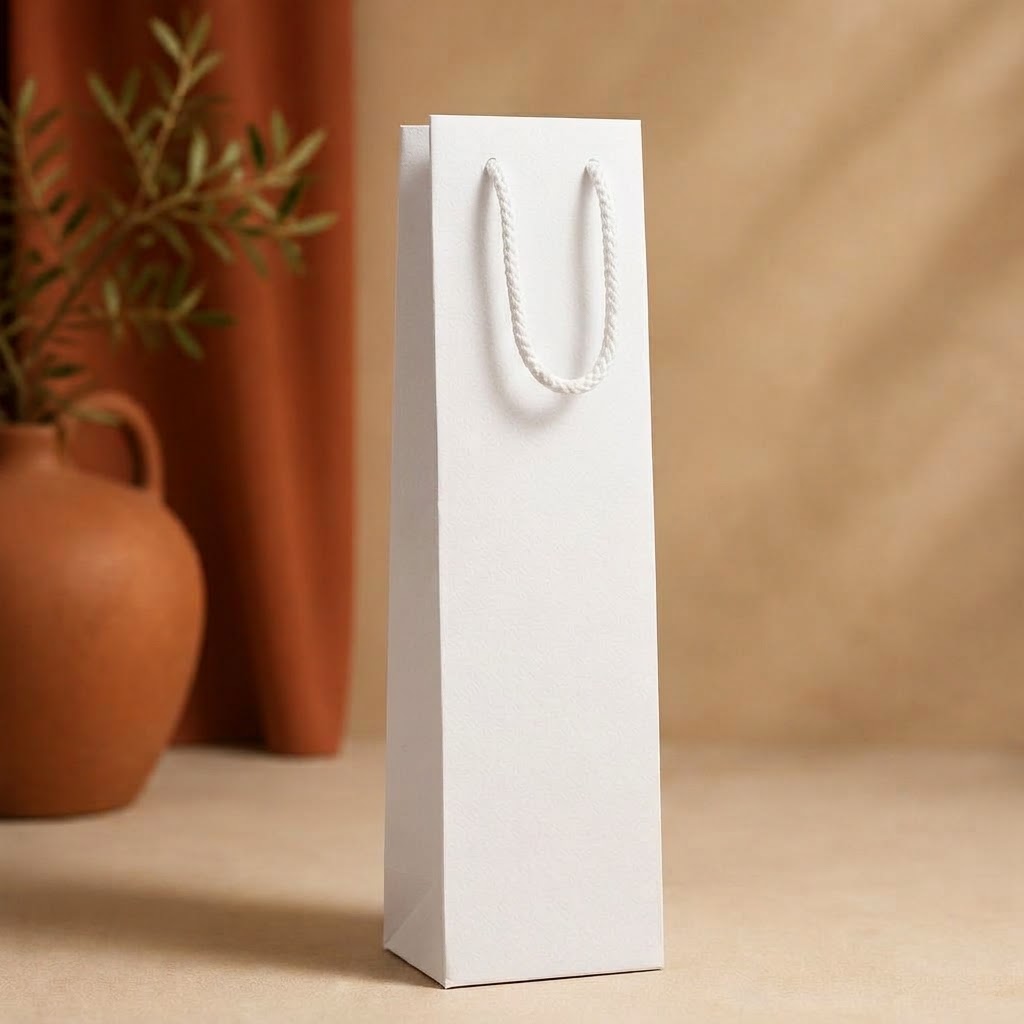 Bolsa para 1 botella de vino o bebidas — Kraft blanco de Kraft blanco personalizable con tu logo — Gaia Packaging Argentina